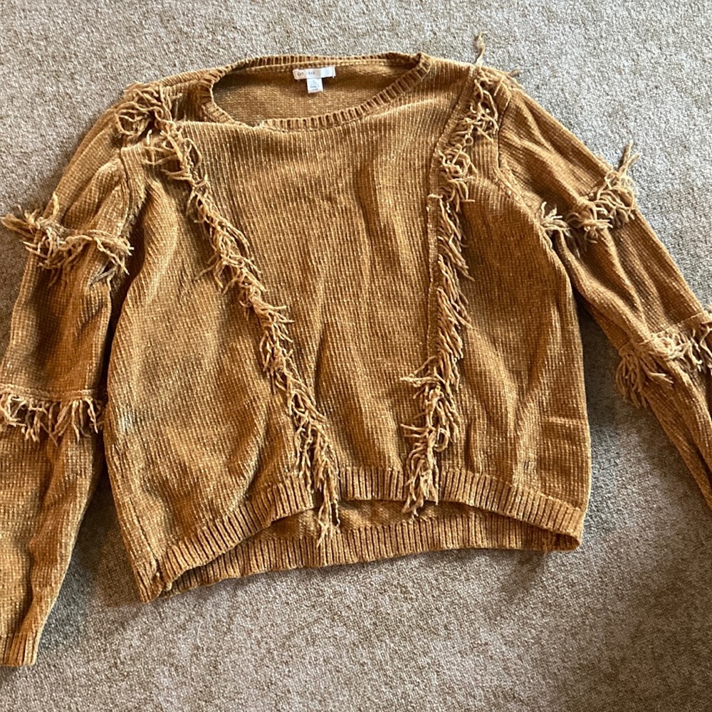 Mustard fringe sweater!